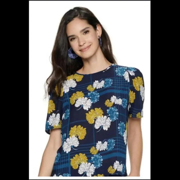 Apt. 9 Women's Puff Sleeve Floral Satin Blouse Georgette Top Keyhole Back Size S - Picture 3 of 15